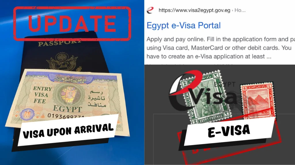 Comparison of Egypt’s Visa Upon Arrival and E-Visa options for travelers.