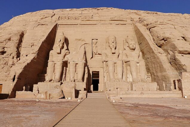Facade of the great temple of Ramesses ll in Abu Simbel