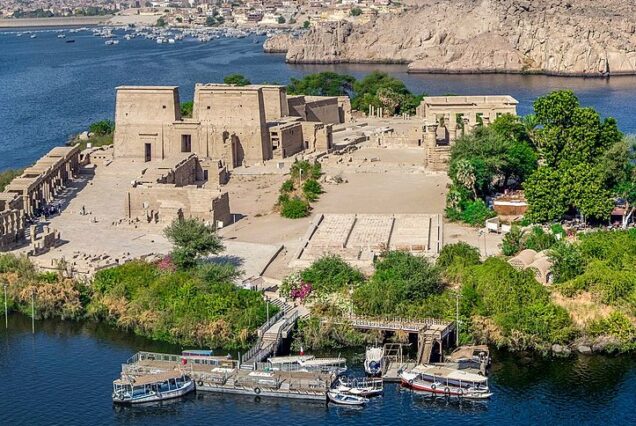 The Philae Temple complex on Agilkia Island near Aswan, dedicated to the goddess Isis.