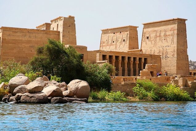 The Philae Temple complex on Agilkia Island near Aswan, dedicated to the goddess Isis.
