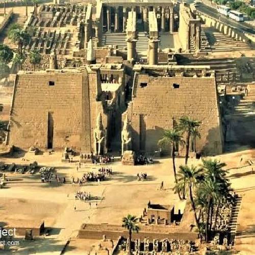Luxor Temple complex on the east bank of the Nile in Luxor, Egypt, showcasing ancient architecture.
