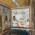 Colorful interior of the Tomb of Sarenput II at Qubbet el-Hawa, Aswan, Egypt, with Middle Kingdom wall paintings