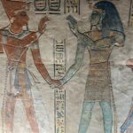 Vibrant wall painting from the Tomb of Amunherkhepshef (QV55) in the Valley of the Queens, Luxor, Egypt
