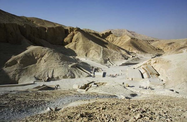 A view of the Valley of the Kings, the ancient royal necropolis on the west bank of the Nile near Luxor, Egypt.