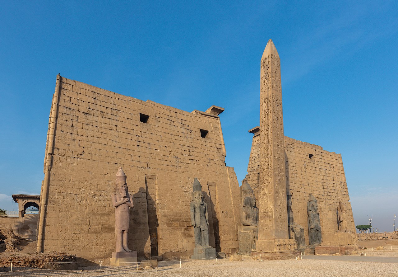 The facade of Luxor Temple on the east bank of the Nile, built around 1400 BCE