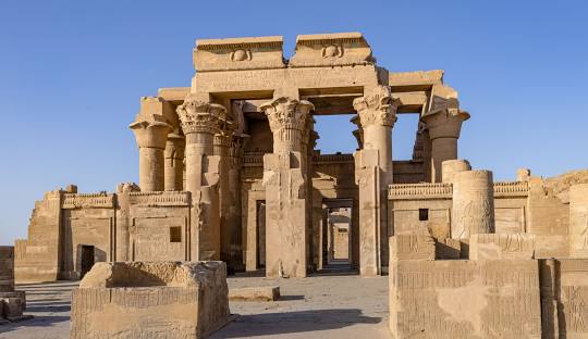 Temple of Kom Ombo in Aswan, Egypt, a unique double temple dedicated to Sobek and Horus the Elder