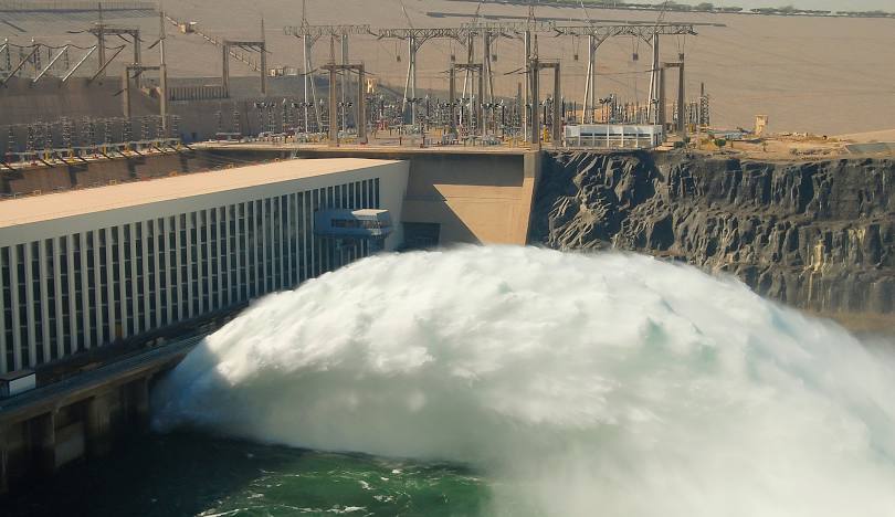 The Aswan High Dam on the Nile River in Egypt, a 20th-century engineering marvel