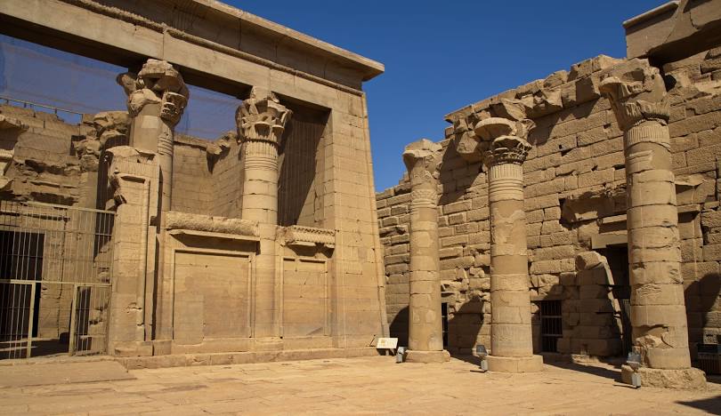 The Temple of Kalabsha, a large ancient temple on an island in Lake Nasser near Aswan, Egypt.