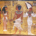 Interior of the Tomb of Tutankhamun in the Valley of the Kings, with decorated burial chamber walls