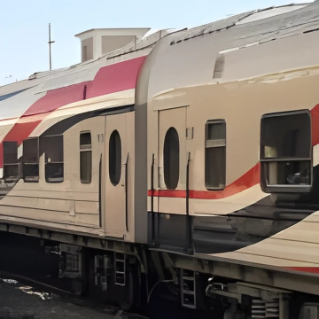 Egyptian National Railways passenger train on its route in Egypt.