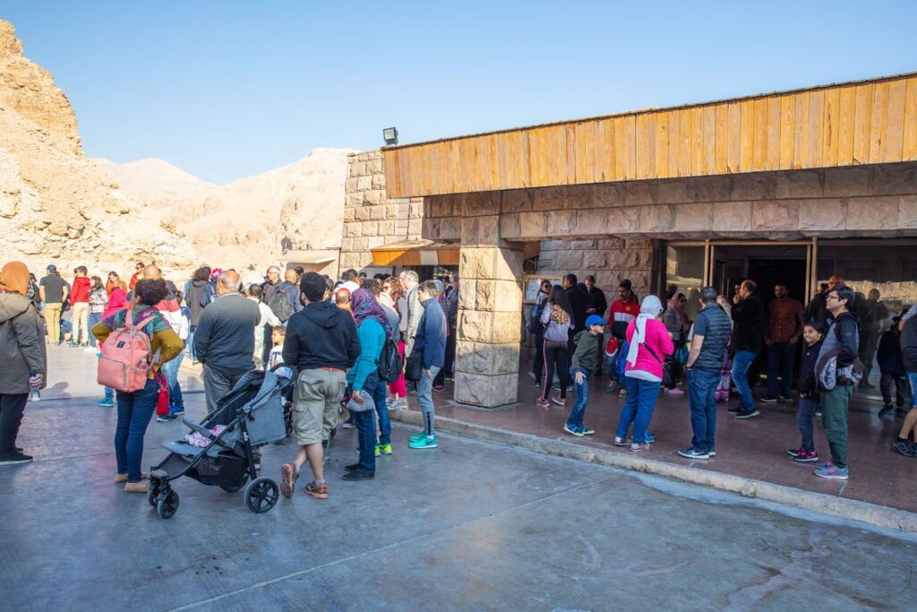 Entrance and ticket office of the Valley of the Kings in Luxor, Egypt, gateway to the royal tombs of the New Kingdom pharaohs.