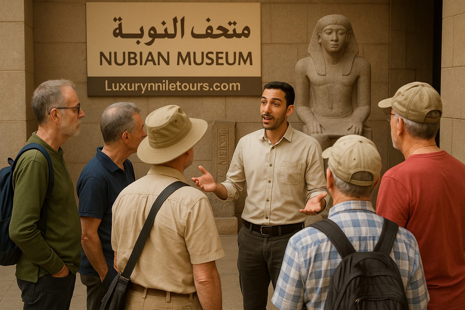 "Nubian Museum in Aswan, Egypt, showcasing Nubian artifacts, traditional architecture, and cultural heritage exhibits."