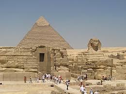 The Great Sphinx of Giza, a colossal limestone statue with a lion’s body and human head.