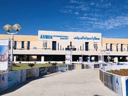 Exterior view of Aswan International Airport in Egypt.