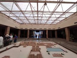 Model of Karnak Temple Complex under a modern protective roof in Luxor, Egypt.