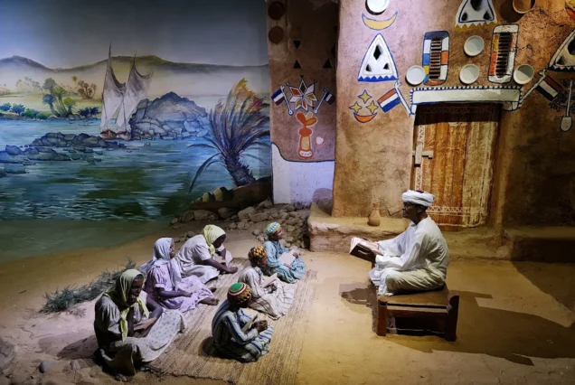 Diorama inside the Nubian Museum in Aswan, Egypt, illustrating aspects of Nubian daily life and heritage.
