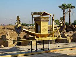 "Replica of an ancient Egyptian processional barque on the Avenue of Sphinxes in Luxor, Egypt."