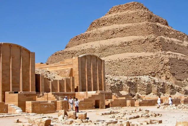 the Pyramid of Djoser, also known as the Step Pyramid, located at the Saqqara necropolis near Cairo.