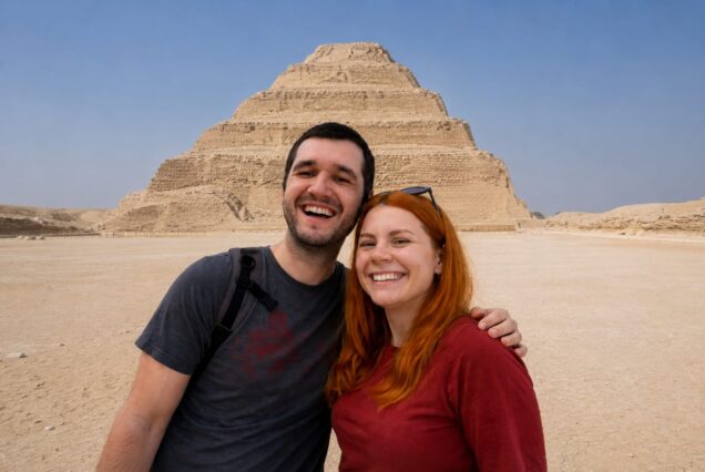 the Pyramid of Djoser, also known as the Step Pyramid, located at the Saqqara necropolis near Cairo.