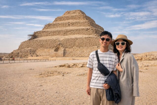 the Pyramid of Djoser, also known as the Step Pyramid, located at the Saqqara necropolis near Cairo.